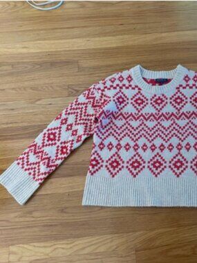 Joseph A. Red and Cream Fair-isle - Nordic pattern Crewneck Sweater